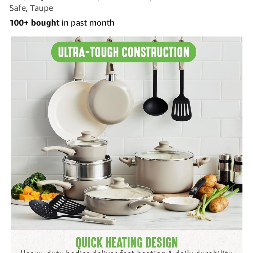 Taupe Cookware Set - Ultra-Tough Construction
